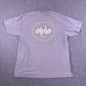Hawaiian Style Mens Gray‎ Aloha American Flag Logo Graphic T-Shirt Size Large